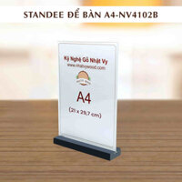 Menu Mica Để Bàn A4, Standee Mica Đế Gỗ Màu Đen Cao Cấp