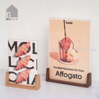 Menu mica đế gỗ - Tent card mẫu 3 | NU Home | standee để bàn gỗ được thiết kế đơn giản mộc mạc