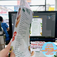 Menu quán ăn Chay Menu: giấy C300 in 2 mặt + ép plastic in nhanh