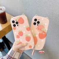 ✁Mèo ba chiều Ốp lưng điện thoại iPhone12 hình dâu tây mùa hè 11promax Apple xs / xr creative 7 / 8plus nữ