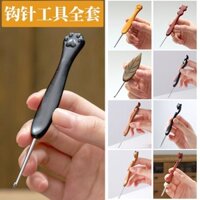 Mèo Con Móng Vuốt Gỗ Mun Tay Cầm Móc Fine Ném Kim Tay Đan diy Micro Hook Dễ Thương Móng Vuốt Len Dụng Cụ20250401