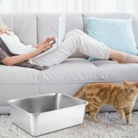 Mèo Con Nhà Vệ Sinh Bằng Thép Không Gỉ Mở Top Pet Litter Khay Dung Tích Lớn Chắc Chắn Mèo Litter Hộp Đựng Dễ Dàng Vệ Sinh, Phụ Kiện Thú Cưng