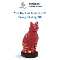 Mèo Đại Cát 17.4 cm - Đỏ - Trang trí vàng - Gốm sứ cao cấp Minh Long