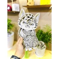 Mèo gỗ 3D (cao 25cm)