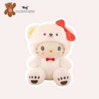 Mèo Kitty Cosplay Gấu Trắng-Đeo Nơ-Lông Mịn - 25cm-50cm - Thú Nhồi Bông - Đồ Chơi - Quà Tặng - Trẻ Em | Hug Accessories