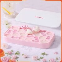 Mèo Kitty Hoạt Hình Cấp Thực Phẩm Silicone Bấm Đá Khuôn Hộ Gia Đình Tủ Lạnh Đá Hộp Bảo Quản Có Nắp