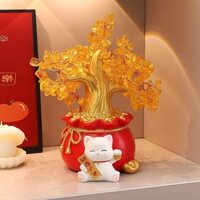 Mèo May Mắn Cây Tiền Đồ Trang Trí Cây May Mắn Phòng Khách Lối Vào Trang Trí Nhà Cửa Cây May Mắn Nhà Mới Mở
