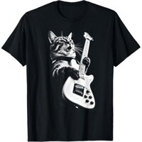 Mèo Rock Chơi Đàn Guitar - Quà Tặng Mèo Guitar Ngộ nghĩnh Áo Thun Unisex