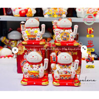 [Mèo sạc có lời chào tiếng Anh] Mèo thần tài, mèo may mắn Neko maneki vẫy tay có chuông báo động