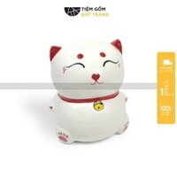 Mèo Sứ Tiết Kiệm Mèo Đỏ May Mắn Có Khe Nhét Tìn Sứ Bát Tràng Cao Cấp Ống Heo Tiết Kiệm
