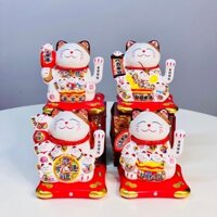 Mèo Thần Tài 18cm Vẫy Tay Chào Khách Bằng Tiếng Anh, Tiếng Trung Chất Liệu Gốm Sứ Cao Cấp Sạc Điện 1 Lần Dùng 14 Ngày