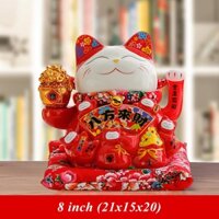 Mèo Thần Tài Bát Phương Lai Tài Đỏ (8inch) – TT21508