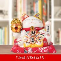 Mèo Thần Tài Khai Vận Nạp Phúc Nhất Dũng Kim (7inch) – TT20007