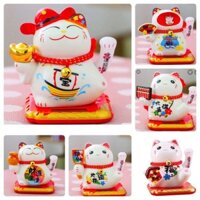 Mèo thần tài, mèo may mắn Maneki Neko vẫy tay năng lượng mặt trời 10cm-14cm