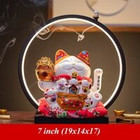 Mèo Thần Tài Tụ Bảo Bồn Kèm Kệ Đèn Led (7inch) – DL16907