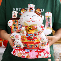 Mèo Thần Tài Vẫy Tay 25cm Bằng Gốm Sứ Cao Cấp Kèm Gối và Sạc