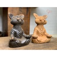 Mèo thiền định gốm chăm ninh thuận, gốm bàu trúc thủ công