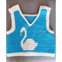 meo.crochet Áo len gile đan móc hình thiên nga