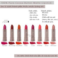 [Meoheo] Son môi 100% thiên nhiên an toàn không chì 100% Pure Cocoa Butter Matte Lipstick 4.5g