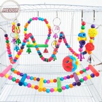 Meour 5 / 6 Chiếc Lồng Chim Đồ Chơi Cho Vẹt Nhai Treo Hạt Gỗ Bóng Chuông Đồ Chơi VN