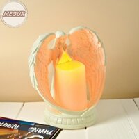 Meour Cầu Nguyện Đôi Cánh Lớn Thiên Thần Tượng LED Chân Nến Nhà Cưới Nhà Thờ Trang Trí Bộ Sưu Tập Quà Tặng VN