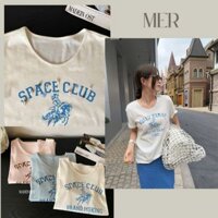 MER BASIC áo thun nữ đính đá ngực MADEINOST mùa hè cổ điển