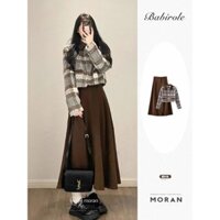 Merad Retro Phong Cách Chanel Thu Đông Mặc Trọn Bộ Áo Khoác Len Kẻ Sọc Áo Khoác Ngắn Hai Mảnh Phù Hợp Với Váy