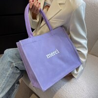 Merci Túi Xách Nữ Vải Canvas Cỡ Lớn 2022 Thời Trang Hàn Quốc túi đeo vai Túi máy tính xách tay túi mua sắm siêu thị