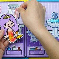 Mermaid house dress up paper doll handmade diy homemade fun girl toy game quiet book play house đồ chơi cắt dán đồ chơi