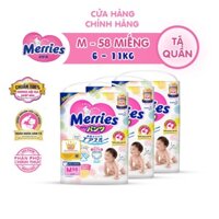 [Merries Cộng miếng Quần M58] Tã/Bỉm Quần Merries Nội Địa Nhật cộng miếng M58 (6-11kg)