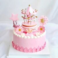 Merry-go-round Hộp Nhạc Sinh Nhật Trang Trí Bánh Bé Gái Quà Tặng Sinh Nhật Dạ Quang Hộp Nhạc Làm Bánh Phụ Kiện Trang Trí 3-31-11