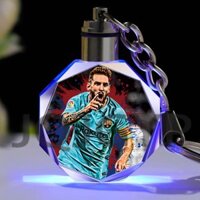 Messi Pha Lê Dạ Quang Móc Khóa Túi Đi Học Mặt Dây Chuyền Ngôi Sao Bóng Đá Quà Tặng