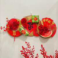 Mẹt trang trí tết kèm khánh treo mẹt tre câu đối decor tết chúc mừng năm mới