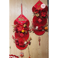 Mẹt trang trí Tết- quạt đỏ