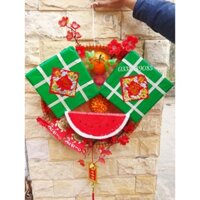 Mẹt tre 40cm trang trí bánh chưng, dưa hấu, cam quýt, hoa đào, mai - tết cực sang chảnh
