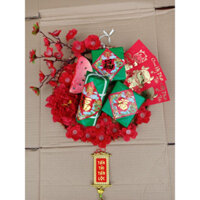 Mẹt tre bánh chưng, bánh tét dưa hấu trang trí tết