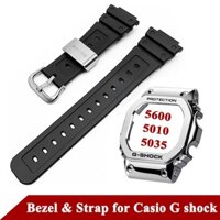 Metal Bezel Resin Strap Set for Casio G Shock 5600 5610 5035mm Watchband DW5600 GW5000 GLX5600 GW-M5610 with Tool