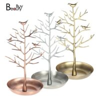 Metal Tree Jewelry Stand Display Rack Earring Necklace Ring Holder Organizer Color:Red Copper