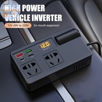 Metertryred 200W Biến tần ô tô 12V24V sang AC 220V Bộ chuyển đổi nguồn QC3.0 USB / PD / Type-C Ổ cắm sạc xe sạc nhanh Biến tần VN