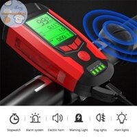 Metertryred 3 Trong 1 USB Sạc Đèn Pin Xe Đạp Với Máy Tính Đồng Hồ Tốc Độ 5 Chế Độ Chiếu Sáng Đèn Pha Xe Đạp Beep Đèn Pin Xe Đạp VN