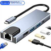 Metertryred 5 Trong 1 USB C Hub Loại C Sang 4K Bộ Chuyển Đổi Tương Thích HDMI RJ45 Mạng 100M Ethernet Lan Cổng Sạc Adapter Cho Macbook Pro VN