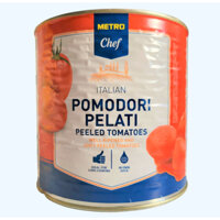 METRO CHEF -- LON PEELED LỚN 2.5Kg -- CÀ CHUA NGUYÊN TRÁI LỘT VỎ SX Ý Peeled Tomatoes - Pomodori Pelati