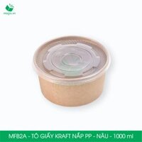 MFB2A - 1000ml - 25 Tô giấy kraft nâu nắp PP - Bát giấy đựng thực phẩm