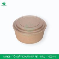 MFB2B - 1000ml - 25 Tô giấy Kraft nâu nắp PET - Bát giấy đựng thực phẩm