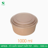 MFB2B - 1000ml - 50 Tô giấy Kraft nâu nắp PET - Bát giấy đựng thực phẩm