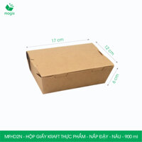 MFHD2N - Combo 50 hộp giấy kraft thực phẩm 900ml, hộp đựng thức ăn nắp đậy màu nâu mang đi