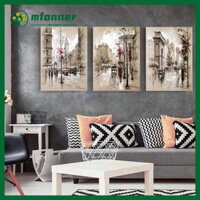 Mfonner 3 Canvas Tranh Sơn Dầu Hiện Đại Tối Giản Đường Phố Không Khung Hình Treo Tường Độ Nét Cao Cho Phòng Khách Nhà