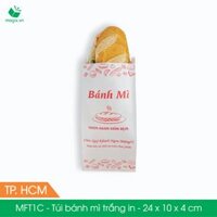 MFT1C - 24x10x4 cm - 100 Túi giấy bánh mì trắng có in