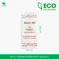 MFT1C - 24x10x4 cm - 500 Túi giấy bánh mì trắng có in