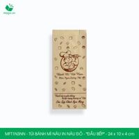 MFT1N3NN - 24x10x4 cm - 1000 Túi bánh mì Nâu, in sẵn họa tiết ĐẦU BẾP - Bao bánh mì Túi giấy thực phẩm an toàn